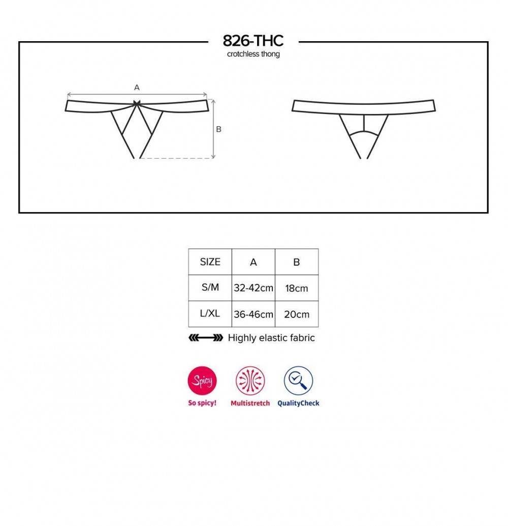 Tangice crotchless Obsessive 826, črne